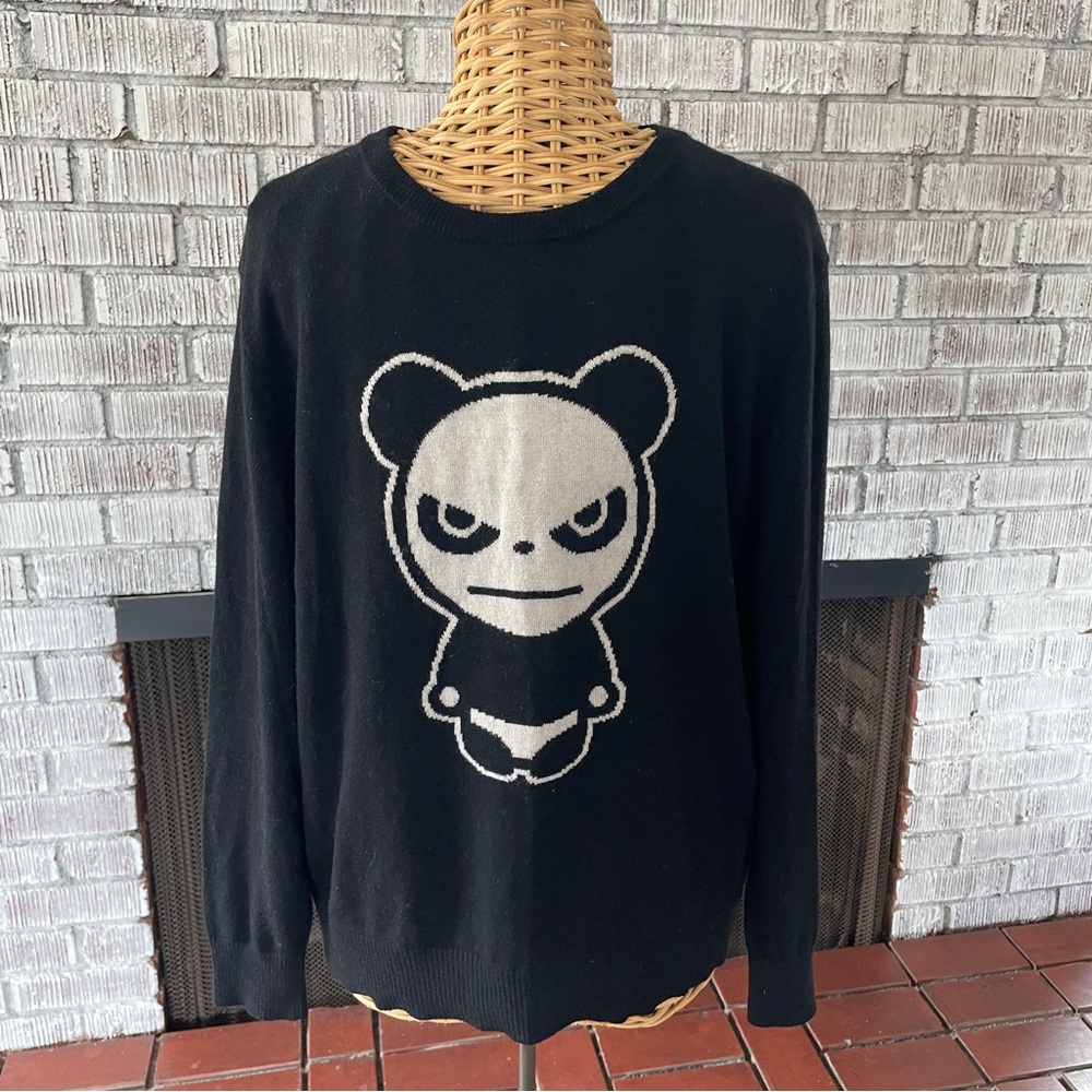 Hipanda panda print wool blend urban crewneck street sweater Xlarge